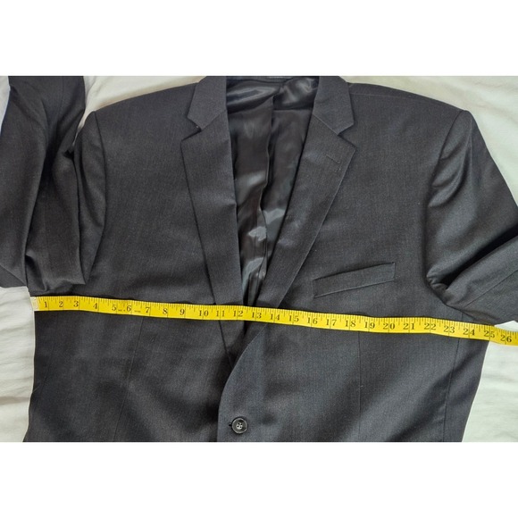 Calvin Klein Mens 48R Blazer Charcoal Gray 100% Wool 2 Button Suit Jacket 48 R - Picture 10 of 16